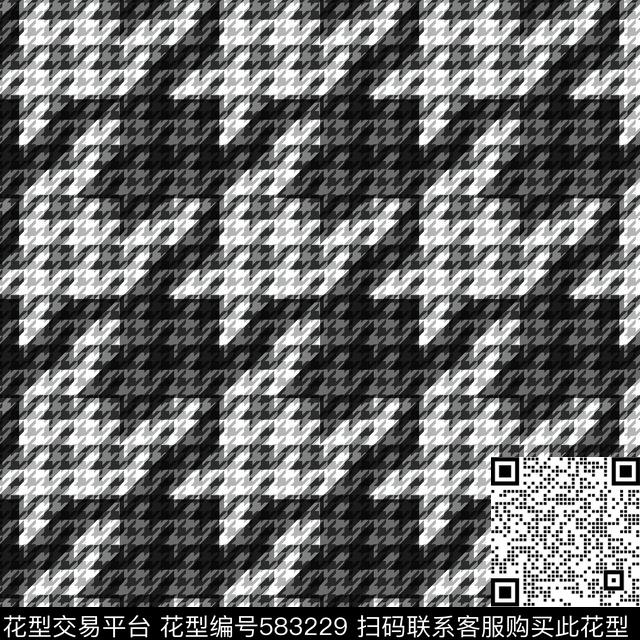 千鸟格 - 583229 - 千鸟格 重叠 时尚格子 - 传统印花花型 － 女装花型设计 － 瓦栏
