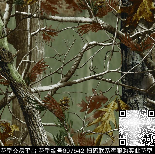树林.tif - 607542 - 树林 户外 猎手 - 数码印花花型 － 其他花型设计 － 瓦栏