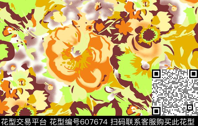 YR-1 (137).tif - 607674 - 兰花 花朵 花卉 - 数码印花花型 － 床品花型设计 － 瓦栏