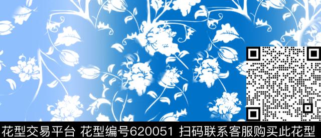 walan00943-1.tif - 620051 - 女装 青花瓷 欧美 - 数码印花花型 － 长巾花型设计 － 瓦栏