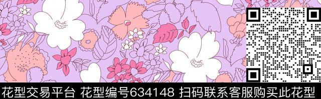 JY-160006.tif - 634148 - 花卉 线条 手绘 - 传统印花花型 － 女装花型设计 － 瓦栏