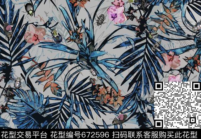 30915099副本1.1.jpg - 672596 - 花卉 花朵 昆虫 - 数码印花花型 － 女装花型设计 － 瓦栏