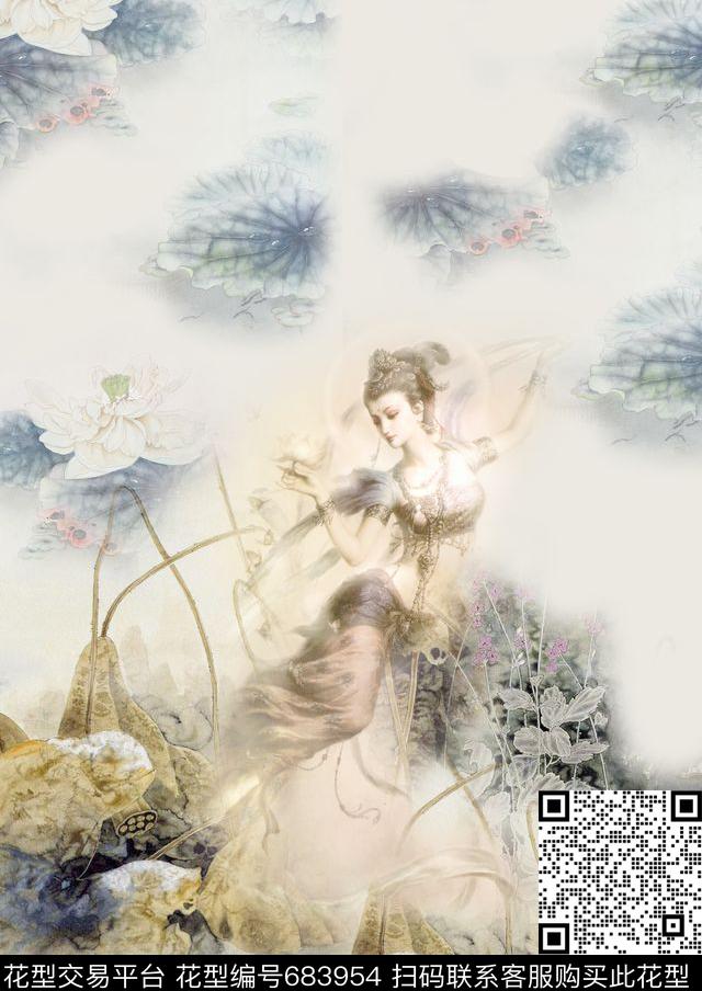 cf-607-29-05.jpg - 683954 - 花卉 国画 工笔 - 数码印花花型 － 女装花型设计 － 瓦栏