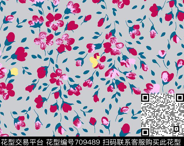 AWDK-066-W.tif - 709489 - 18*14.4cmÀdpi	iff 乱花 樱花 - 传统印花花型 － 女装花型设计 － 瓦栏