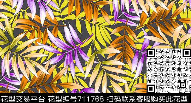 ITC-002.tif - 711768 - 热带风情 植物 热带植物 - 传统印花花型 － 女装花型设计 － 瓦栏