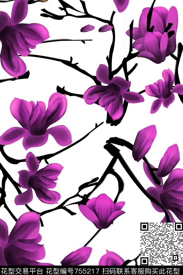 HX16.jpg - 755217 - 花型 花卉 手绘花卉 - 数码印花花型 － 女装花型设计 － 瓦栏