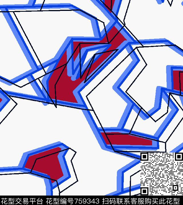 043-1.tif - 759343 - 抽象 不规则几何 个性 - 传统印花花型 － 男装花型设计 － 瓦栏