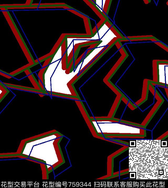 043-2.tif - 759344 - 抽象 不规则几何 个性 - 传统印花花型 － 男装花型设计 － 瓦栏