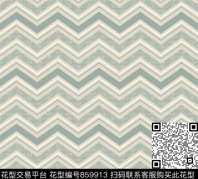 Southwest_Rev_Blue-Taupe TO PRINT.tif - 859913 - 几何 波点 - 传统印花花型 － 女装花型设计 － 瓦栏