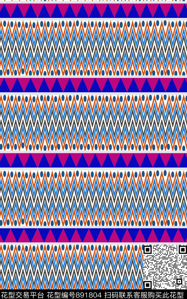 201773.jpg - 891804 - 几何图案 线条 三角形 - 传统印花花型 － 女装花型设计 － 瓦栏