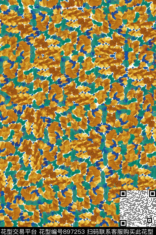 AL-037.jpg - 897253 - 笔触 迷彩 几何 - 数码印花花型 － 女装花型设计 － 瓦栏