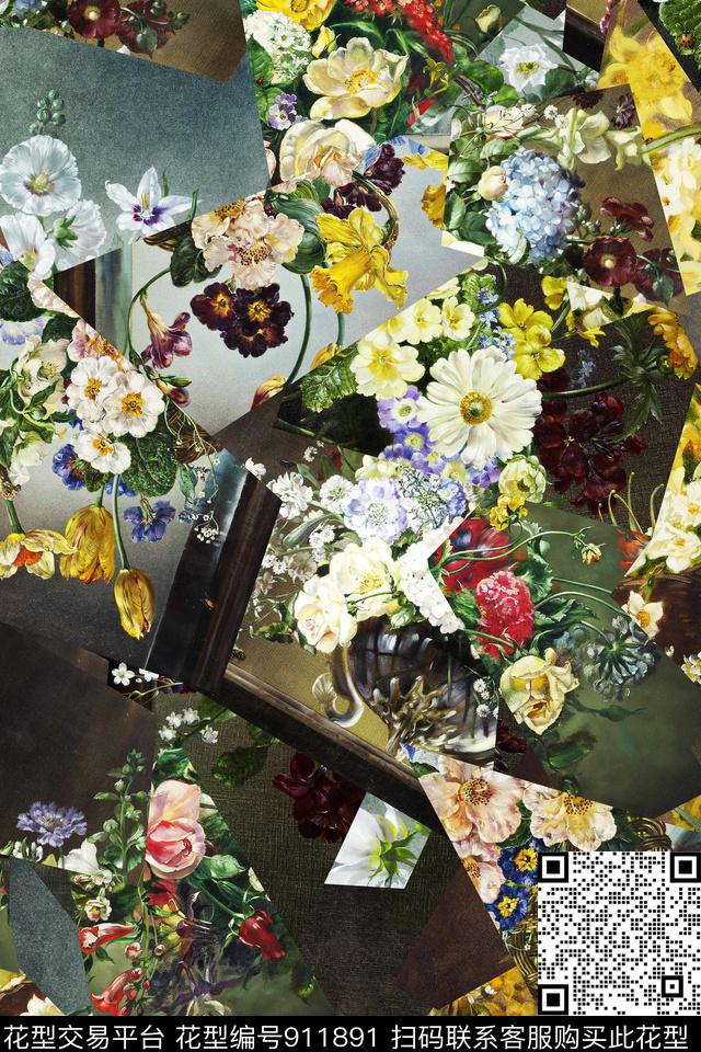 20170806 oil painting floral2.jpg - 911891 - 裂纹 中老年 混合拼接 - 数码印花花型 － 女装花型设计 － 瓦栏