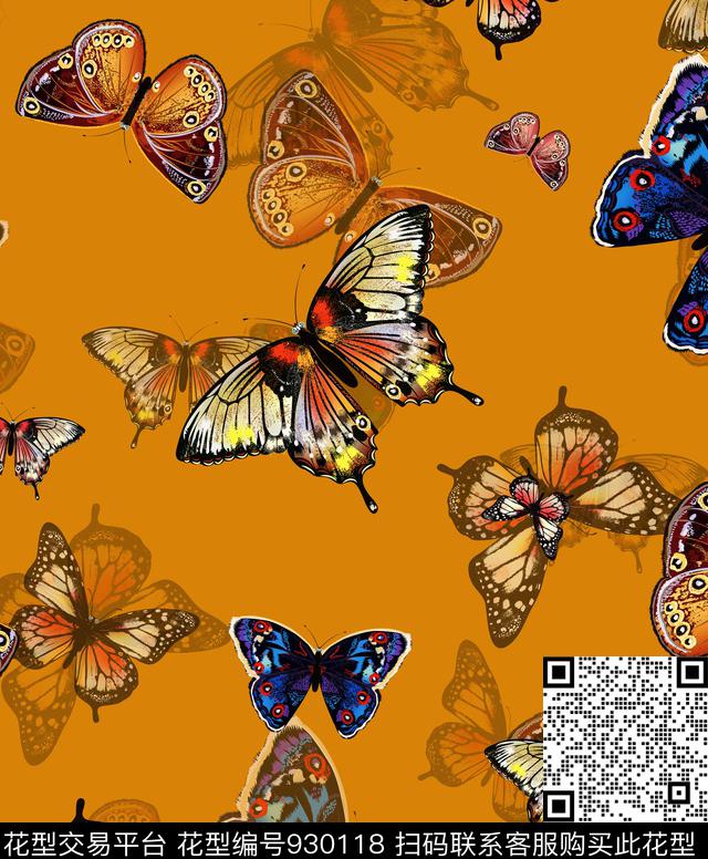 er.jpg - 930118 - 昆虫 蝴蝶 动物 - 数码印花花型 － 女装花型设计 － 瓦栏