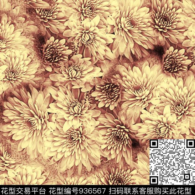 WWJ046-2.jpg - 936567 - 菊花 花卉 大丽菊 - 数码印花花型 － 女装花型设计 － 瓦栏