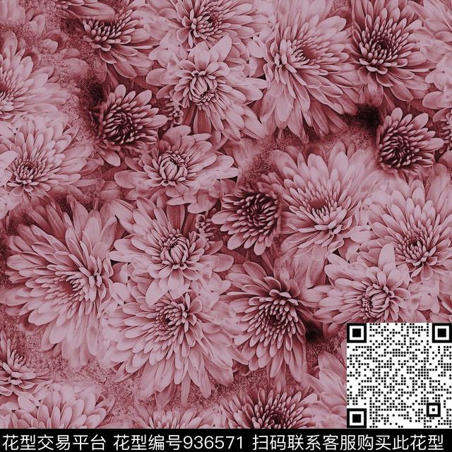 WWJ046-4.jpg - 936571 - 菊花 花卉 大丽菊 - 数码印花花型 － 女装花型设计 － 瓦栏