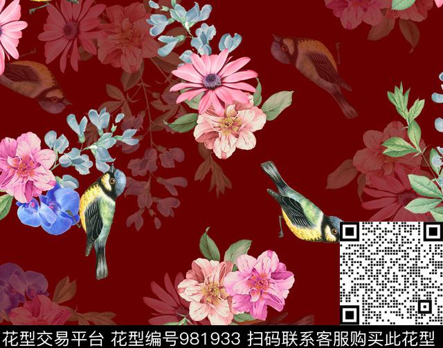 w0002-6.jpg - 981933 - 数码花型 鸟 围巾 - 数码印花花型 － 女装花型设计 － 瓦栏