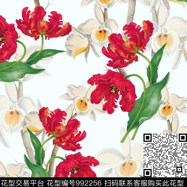 AC171228-1.jpg - 992256 - 花卉 3D立体 绿植树叶 - 数码印花花型 － 女装花型设计 － 瓦栏