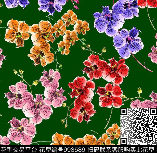 h6-4.jpg - 993589 - 水彩花卉 花卉 蝴蝶兰 - 数码印花花型 － 女装花型设计 － 瓦栏